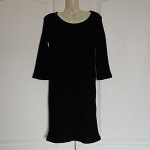 Ferhn Sweater Mini Dress With Elbow Sleeves XS Black